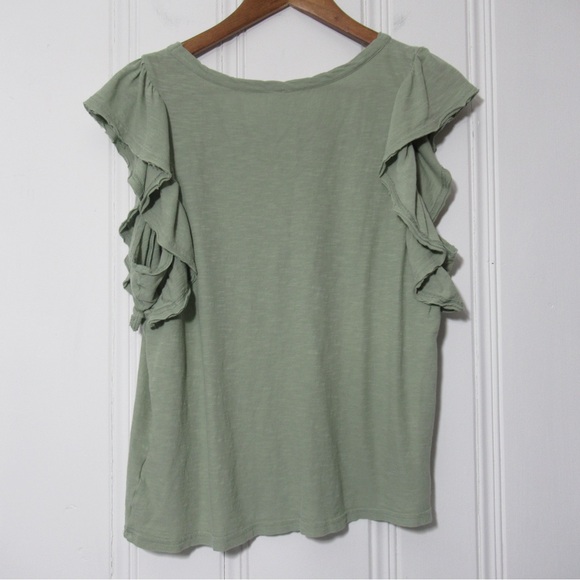 Pact Short Sleeve Ruffle Top - Sage Size Medium - Picture 4 of 10